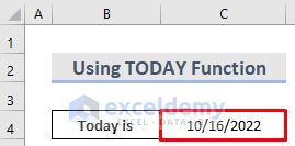 Use TODAY Function to Insert a Current Date in Excel