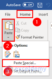 Paste Special feature how to insert merge fields in word from excel