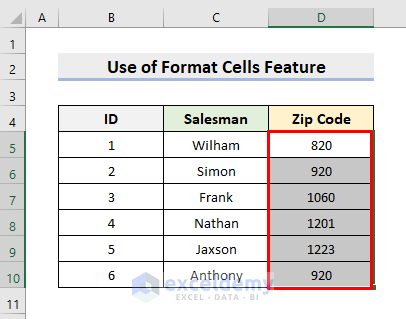 Format Cell as Zip Code to Keep Zeros in Excel CSV Programmatically