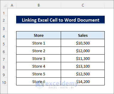 dataset to link excel cell to word