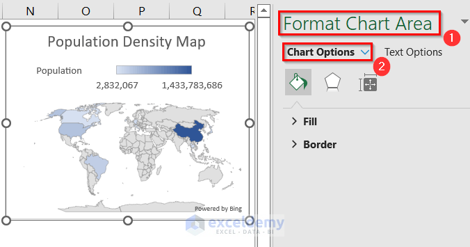 Make a Population Density Map with Filled Map Chart in Excel