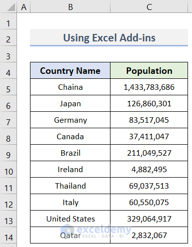Generate a Population Density Map from Excel Add-ins