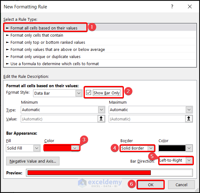New Formatting Rule window