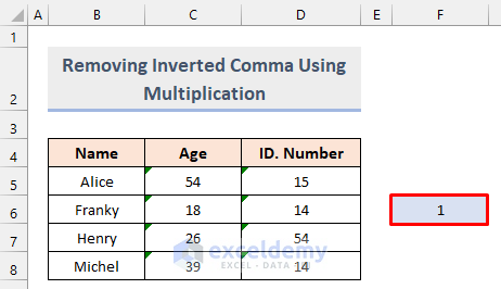 how to remove inverted comma in excel
