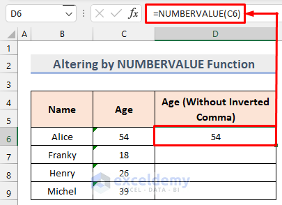 Altering by NUMBERVALUE Function