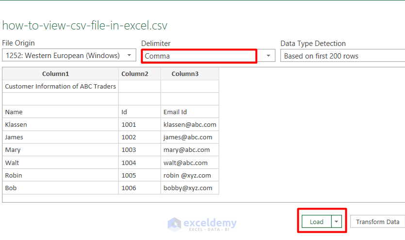 how to View CSV File in Excel by Using Data Tab in Toolbar