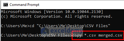 using command prompt to merge multiple csv files