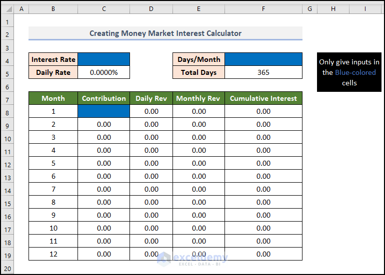 Free Money Market Interest Calculator Template