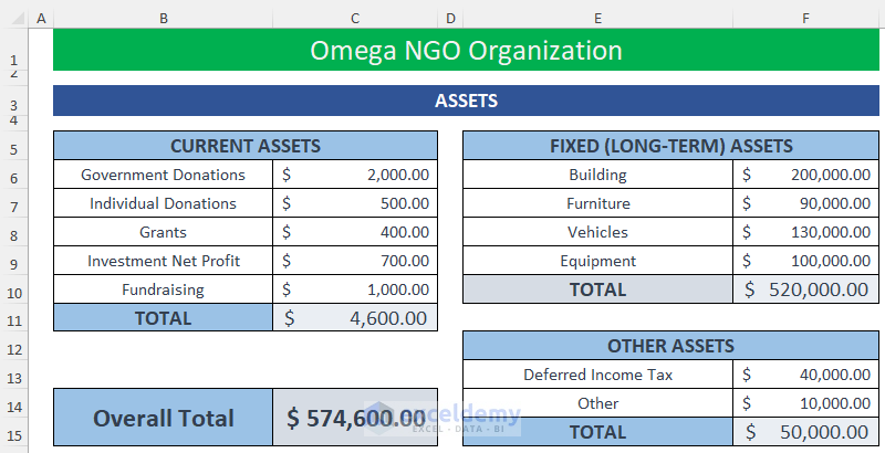 ngo balance sheet format in excel