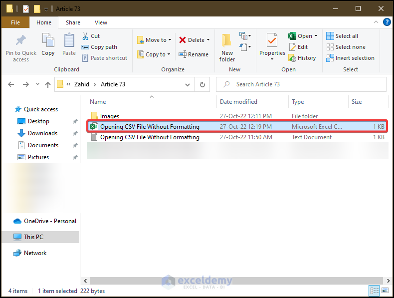 Opening CSV File Using File Explorer to open a CSV file without formatting in Excel