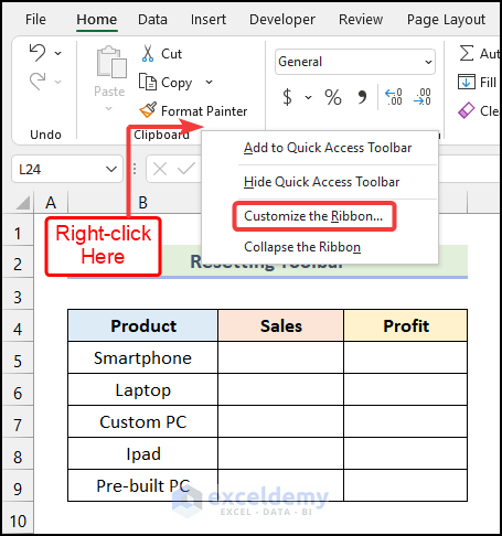 Resetting Toolbar when Paste Link is not working in Excel