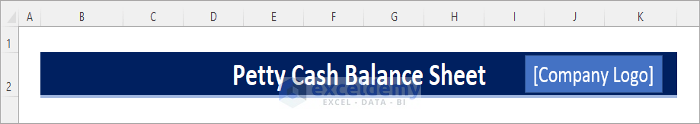 header for petty cash balance sheet