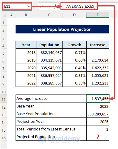 calculate the average increase