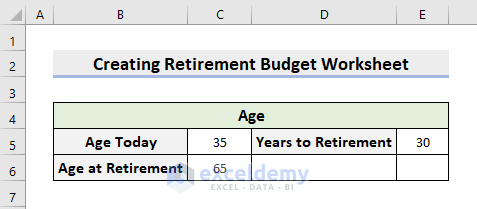 retirement budget worksheet excel