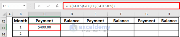 1st Month Payment snowball payment calculator excel