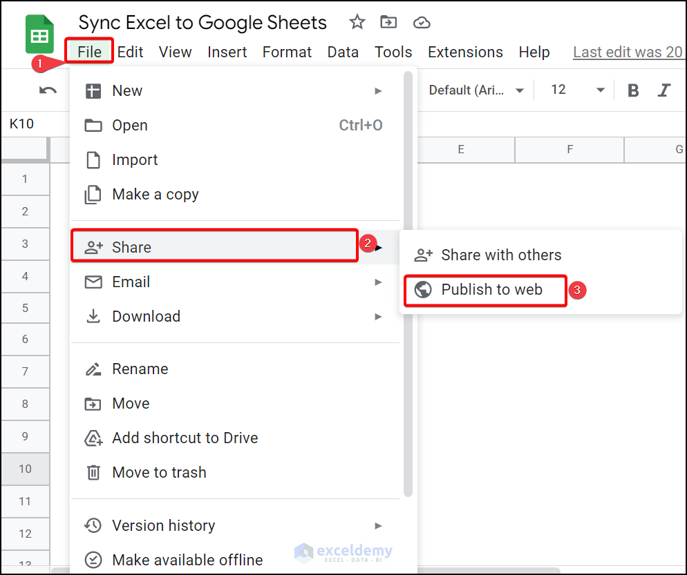 Export Data from Google Sheet to sync excel to google sheets
