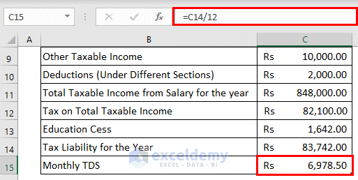 tds deduction on salary calculation in excel format