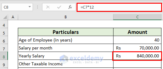 Yearly salary tds deduction on salary calculation in excel format