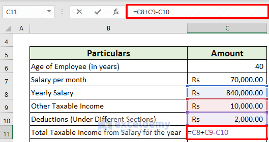 taxable income tds deduction on salary calculation in excel format