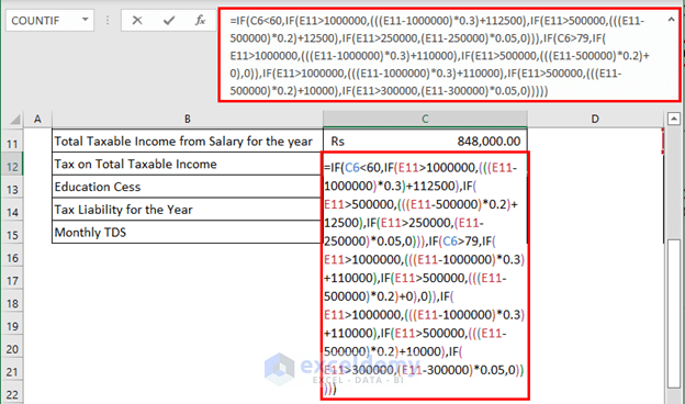 tax calculation tds deduction on salary calculation in excel format