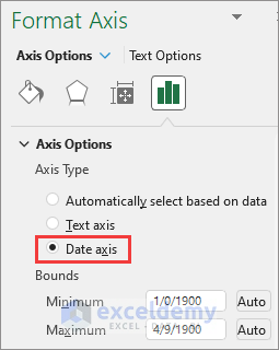 change axis type to Date Axis