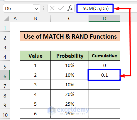 Combining MATCH & RAND Functions to Apply Weighted Probability in Excel