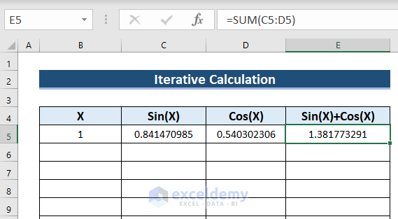 Excel Iterative Calculation not Working