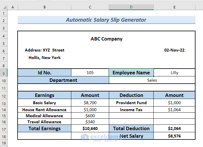 Overview of Automatic Salary Slip Using Excel