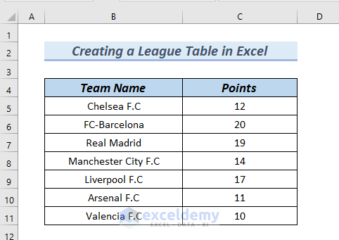 Excel League Template Excel League Template