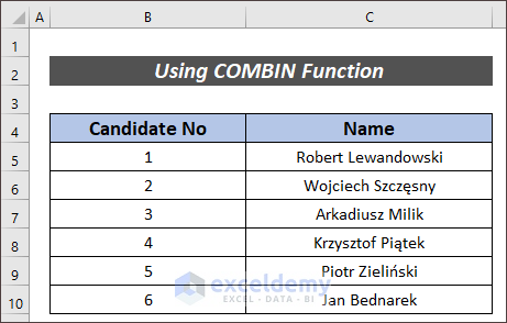  Excel Combinations Without Repetition
