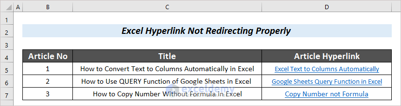 Excel Hyperlink Not Redirecting Properly