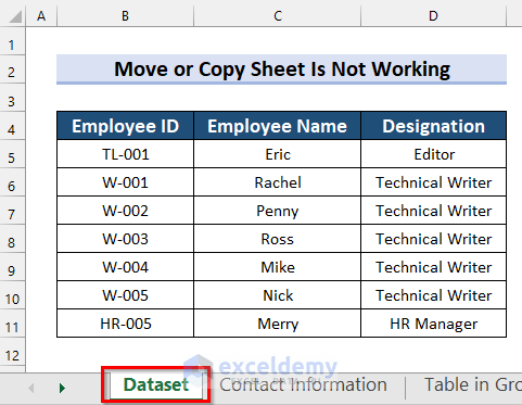 Dataset for Move or Copy Sheet Not Working in Excel