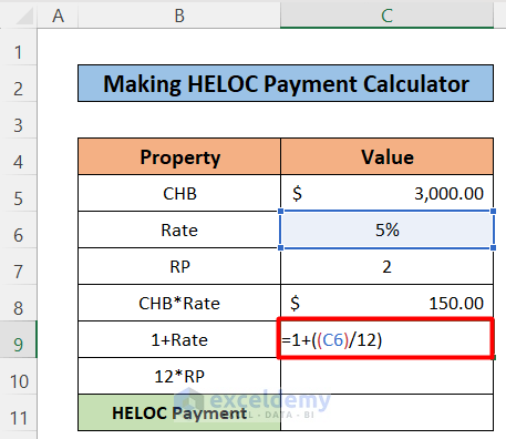 formula to calculate 1+rate value