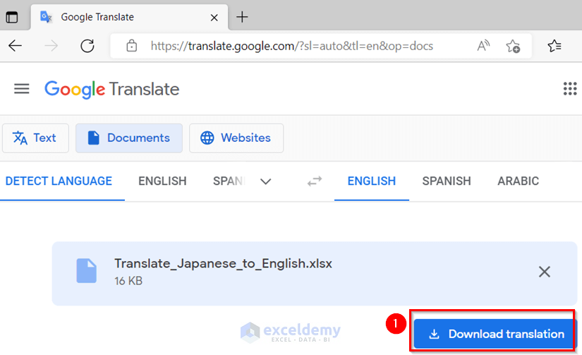 Downloaded the Translated Excel File from Japanese to English