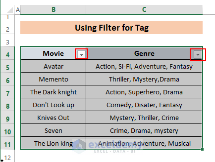Add Tags in Excel