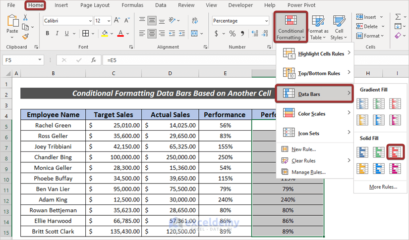 Apply Conditional Formatting with Data Bars