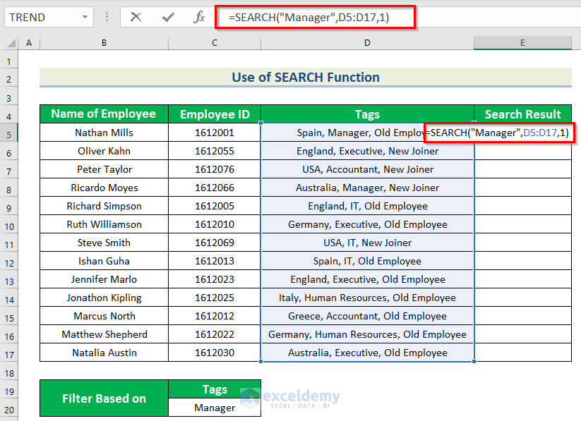 Using SEARCH Function to Use Multiple Tags in One Cell