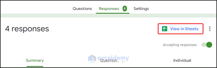 View responses in Google sheets