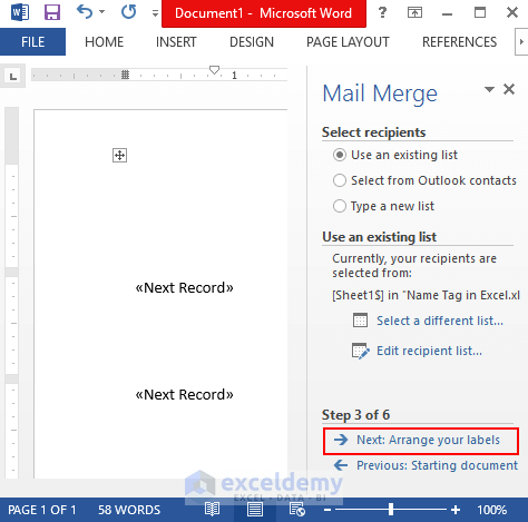Mail Merge Task Pane in Word Documents