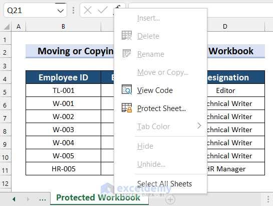 Moving or Copying Worksheets in Protected Workbook