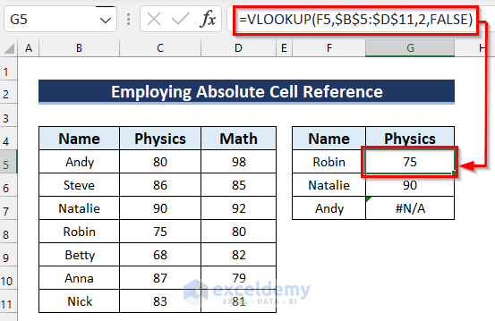 Dragging Fill Handle to Copy The Formula When Vlookup is not Returning Correct Value