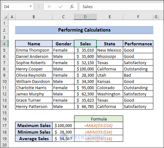 Mathematical calculation in Excel