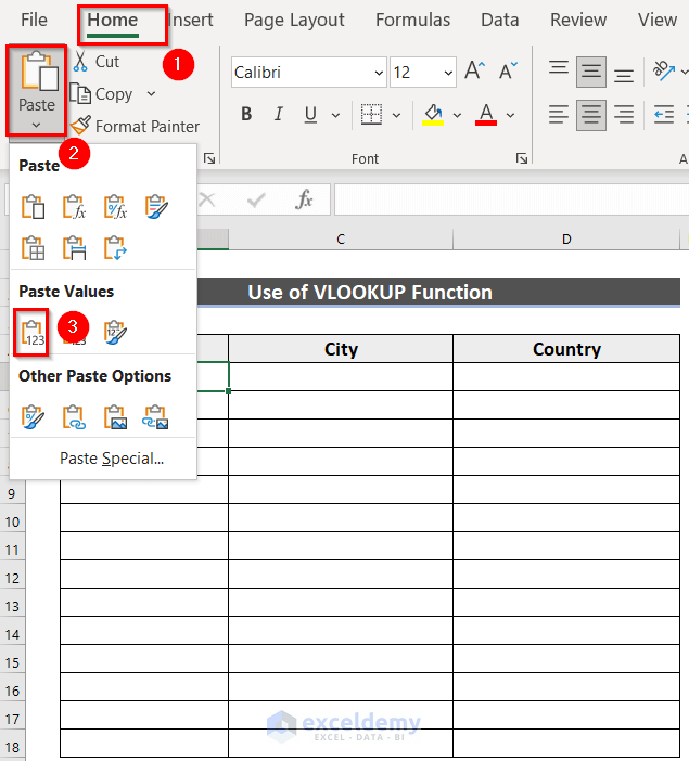 Use of VLOOKUP Function to Lookup Zip Code in Excel