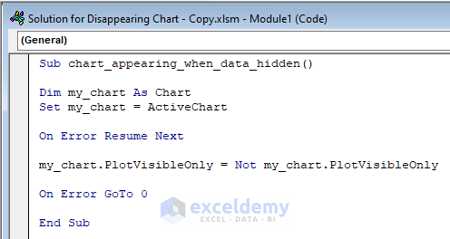 VBA Code for keeping Visible Excel chart When Data Is Hidden
