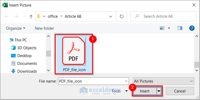 Selecting Picture to Attach PDF File in Excel