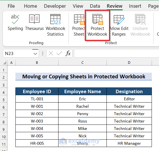 Goinh to Review tab When Move or Copy Sheet not working in Excel