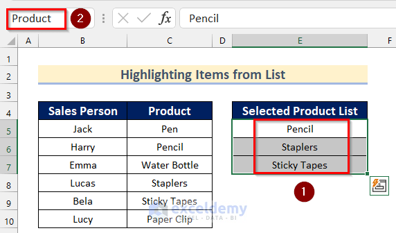 Using Name Box to Apply Excel COUNTIF Formula in Conditional Formatting