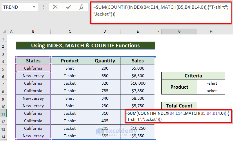 How to Use INDEX-MATCH Formula with COUNTIF Functions for Multiple Criteria in Excel