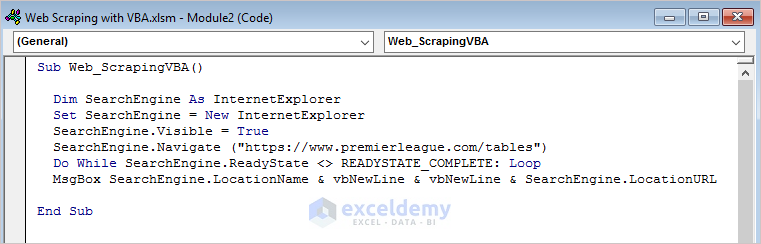 Web Scraping in Excel VBA