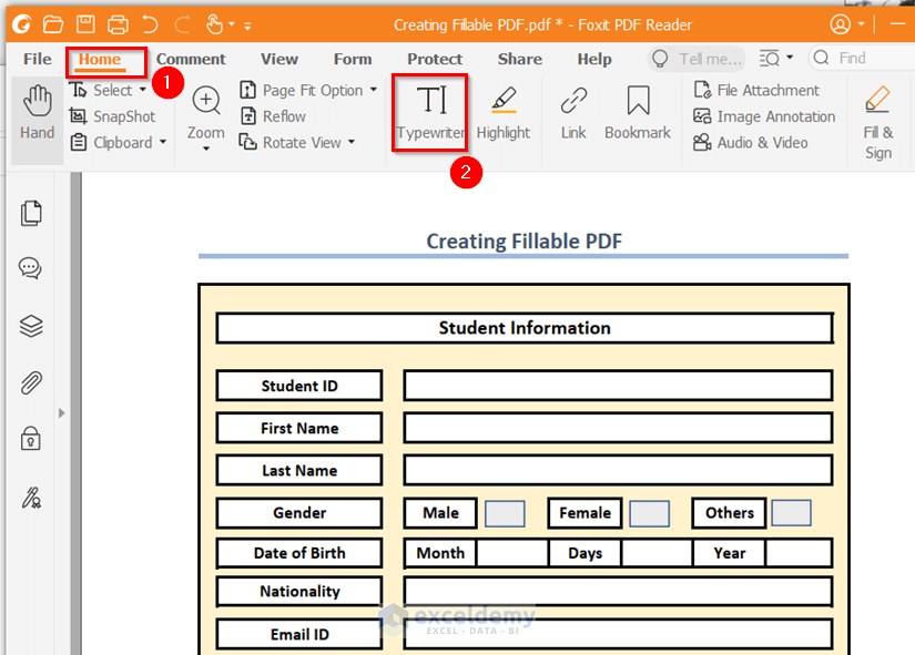 Create a Editable PDF from Excel